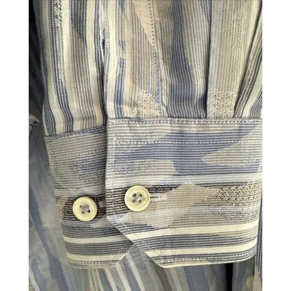 Bugatchi UOMO mens shirt Classic Fit, Blue Camo, 80% cotton & 20 % Linen‎ - Picture 6 of 11